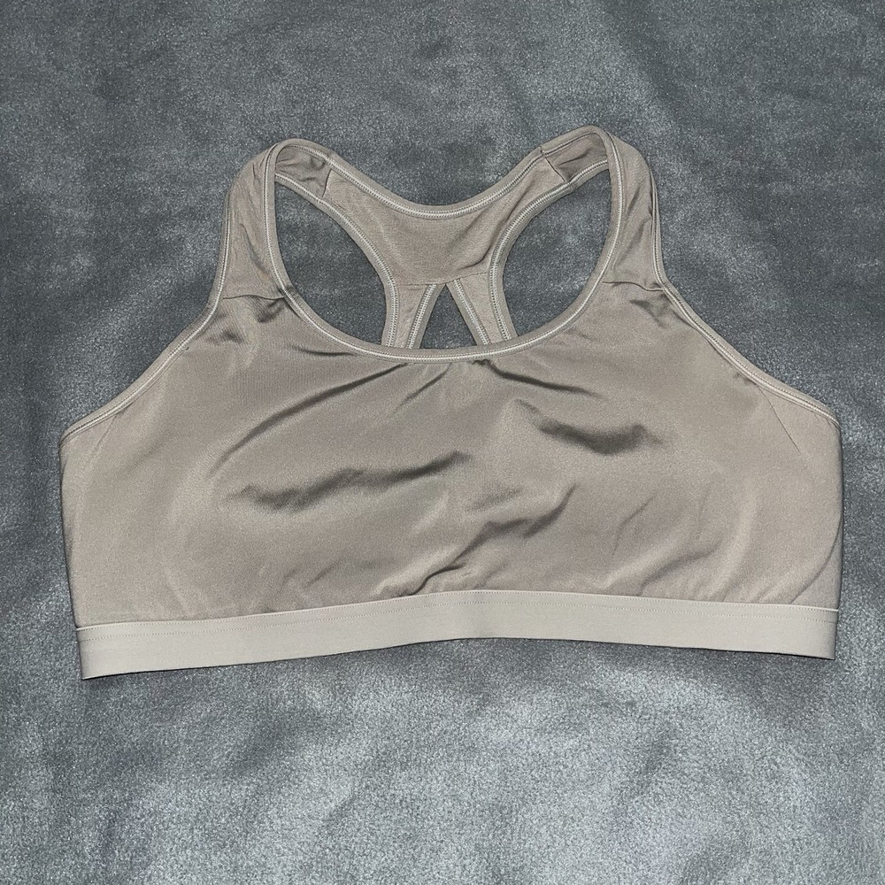 Avia Sports Bra Womens XXL Plus 20 Nude Beige Wireless Crossback Lined